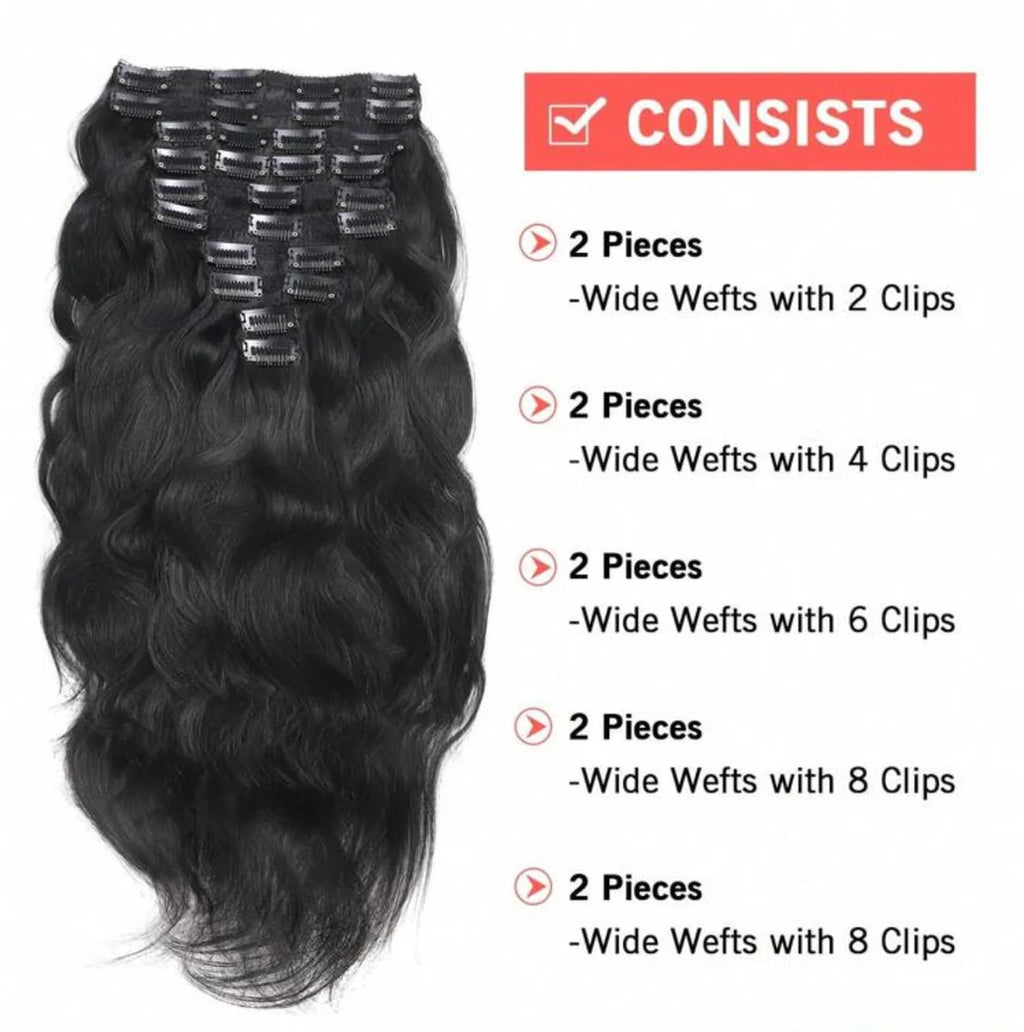 10pc Human Hair Clip-In Extensions