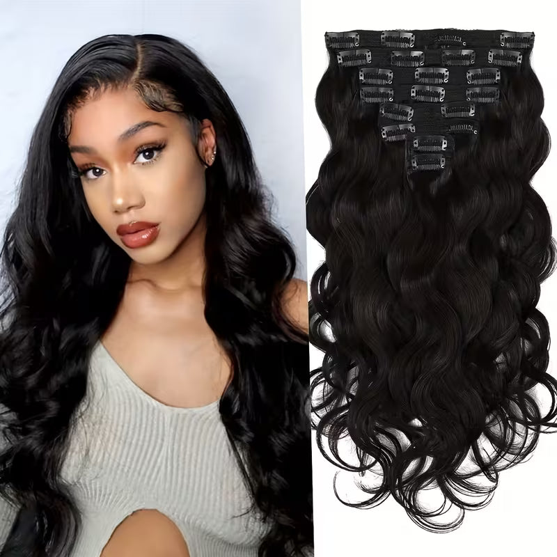 10pc Human Hair Clip-In Extensions