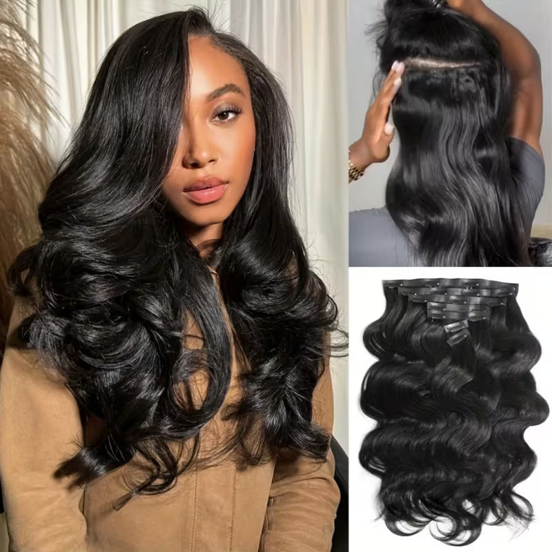 10pc Human Hair Clip-In Extensions